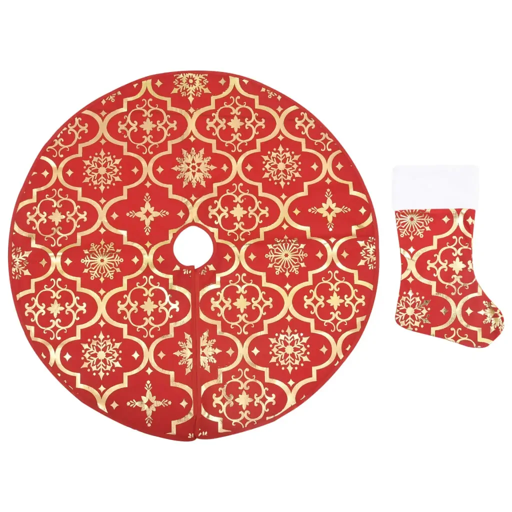 Luxury Christmas Tree Skirt with Sock Red Fabric Price