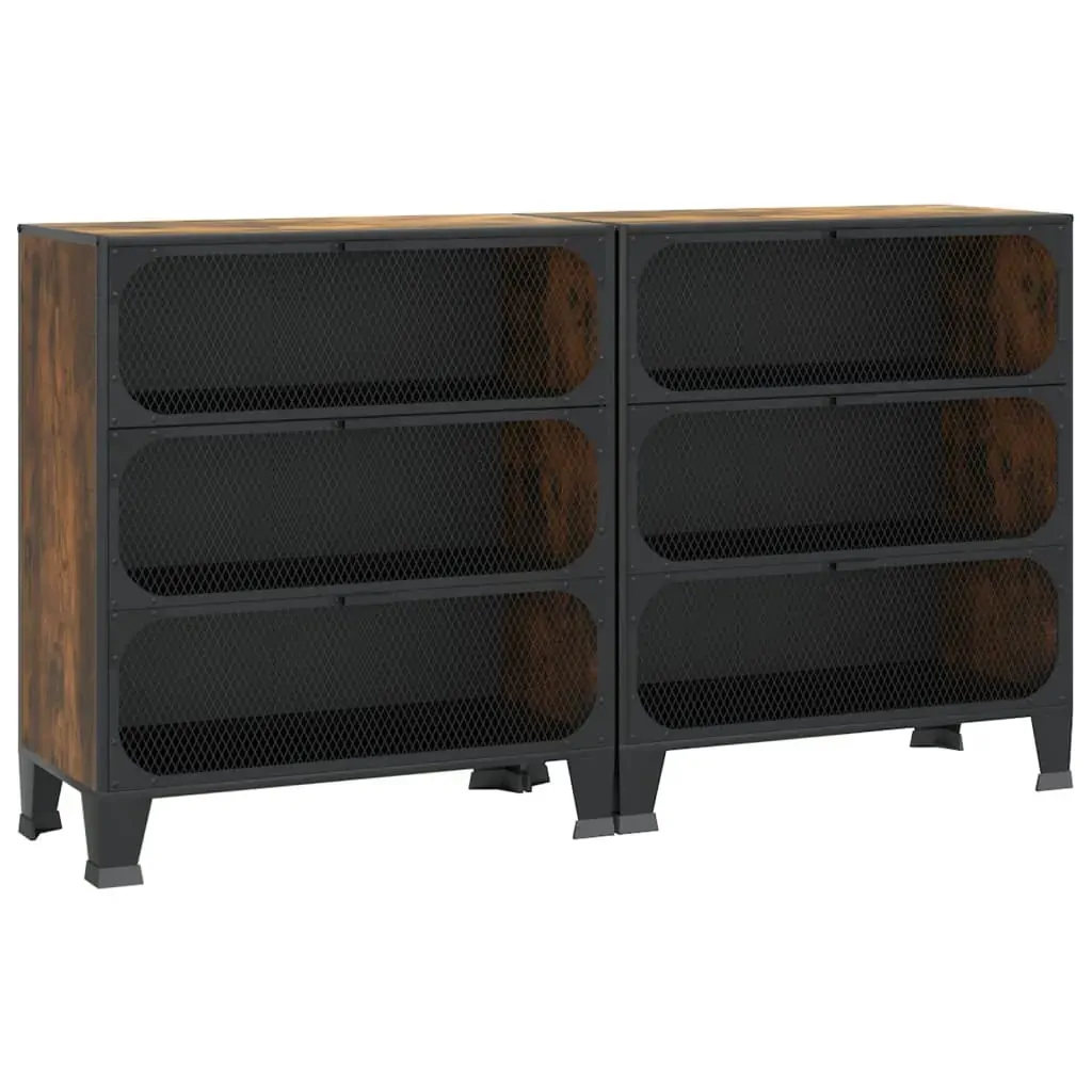 Storage Cabinet Rustic 72x36x82 cm Metal and MDF Price
