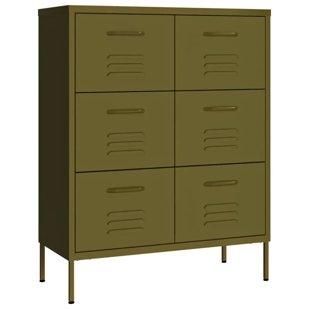 Drawer Cabinet Olive 80x35x101.5 cm Steel Price