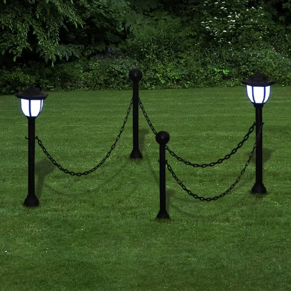 Chain Fence with Solar Lights Two LED Lamps Poles Price