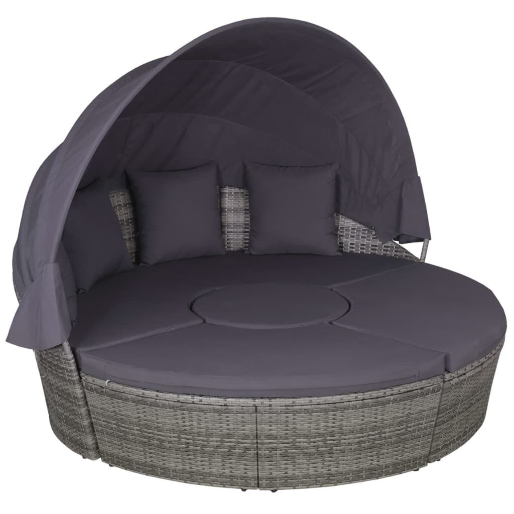 Outdoor Lounge Bed with Canopy Poly Rattan Price