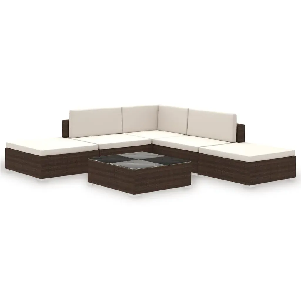 6 Piece Garden Lounge Set with Cushions Poly Rattan Price