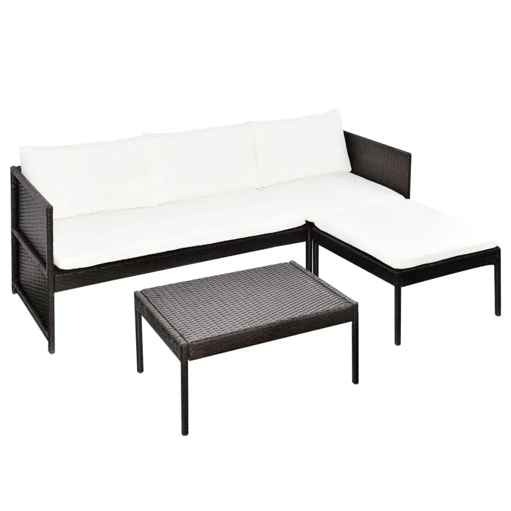3 Piece Garden Lounge Set with Cushions Poly Rattan Price