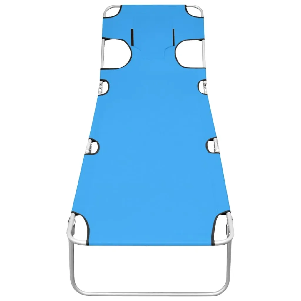 Folding Sun Lounger with Head Cushion Powder-coated Steel Price