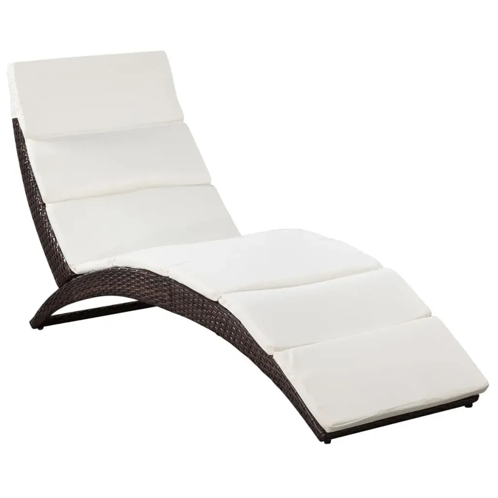 Folding Sun Lounger with Cushion Poly Rattan Price