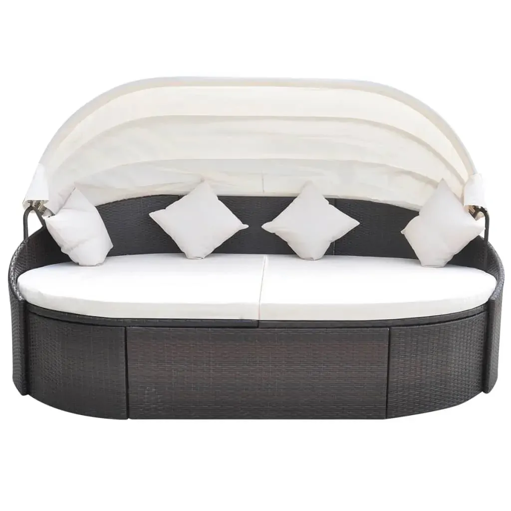 Outdoor Lounge Bed with Canopy Poly Rattan Price