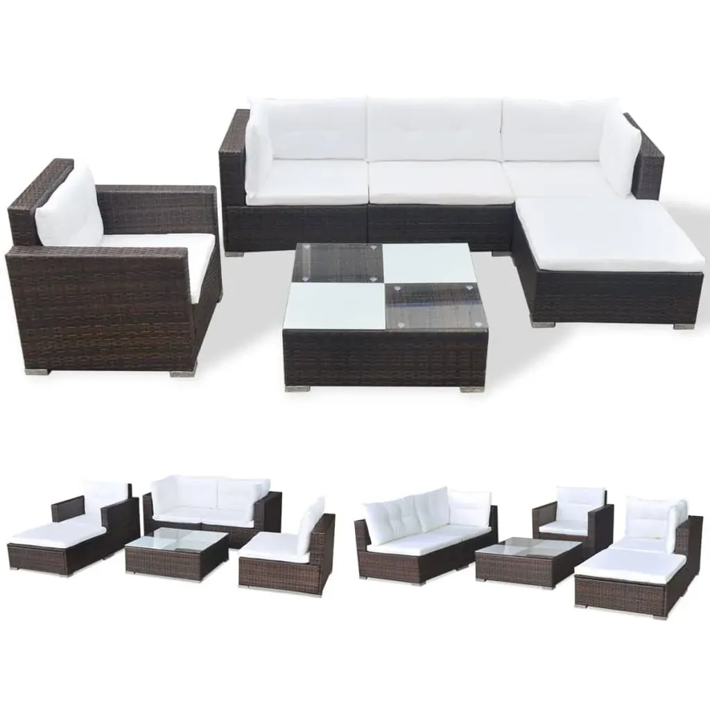 6 Piece Garden Lounge Set with Cushions Poly Rattan Price