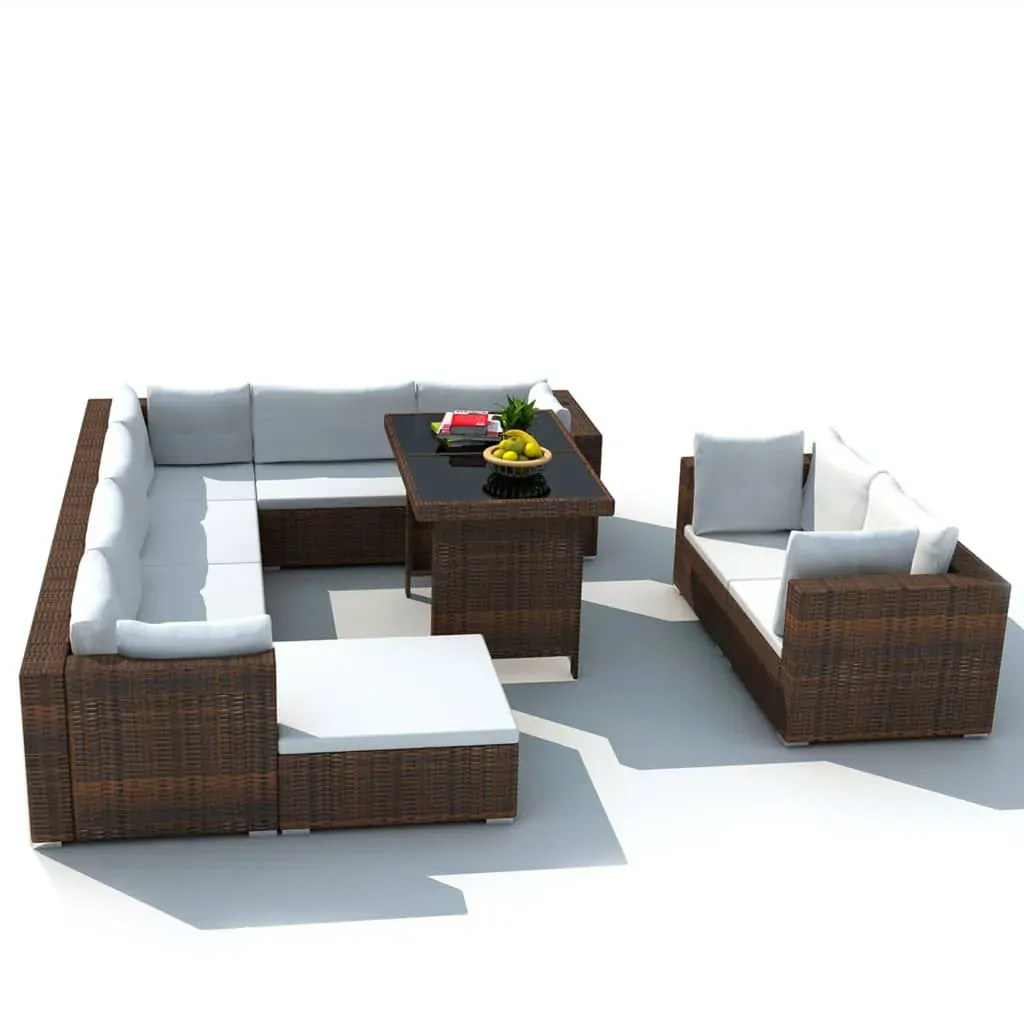 10 Piece Garden Lounge Set with Cushions Poly Rattan Price