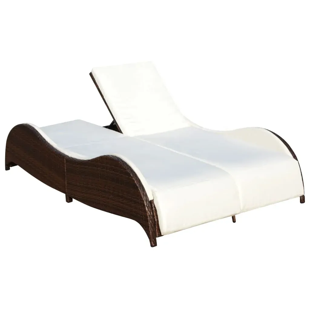 Double Sun Lounger with Cushion Poly Rattan Price