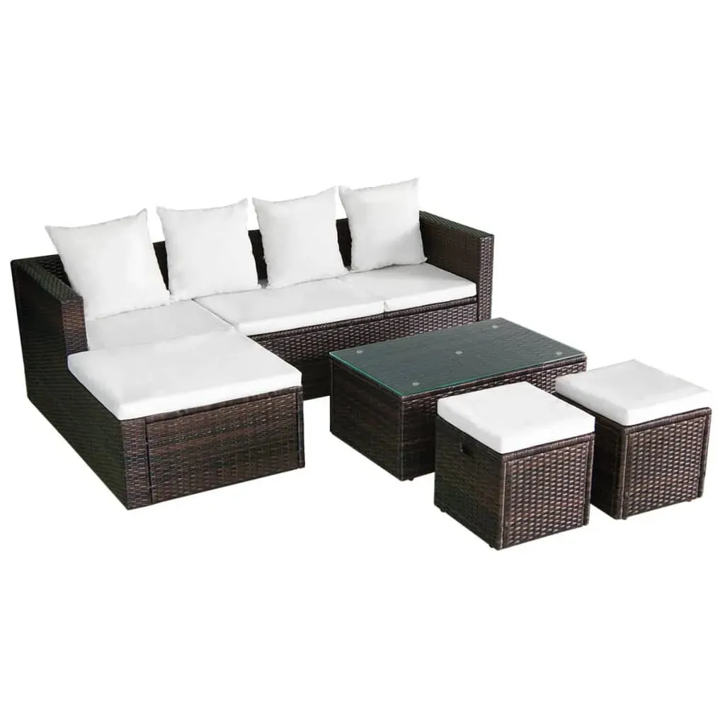 4 Piece Garden Lounge Set with Cushions Poly Rattan Price