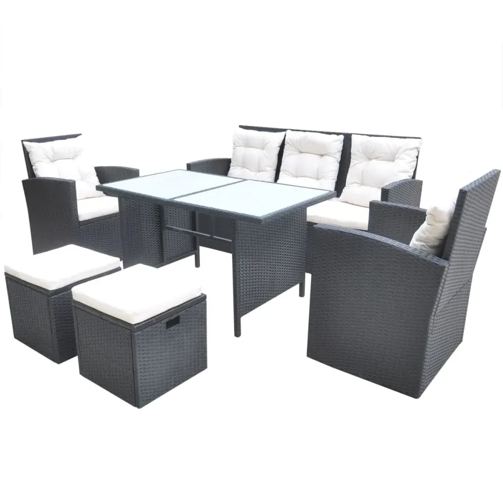 6 Piece Outdoor Dining Set with Cushions Poly Rattan Price