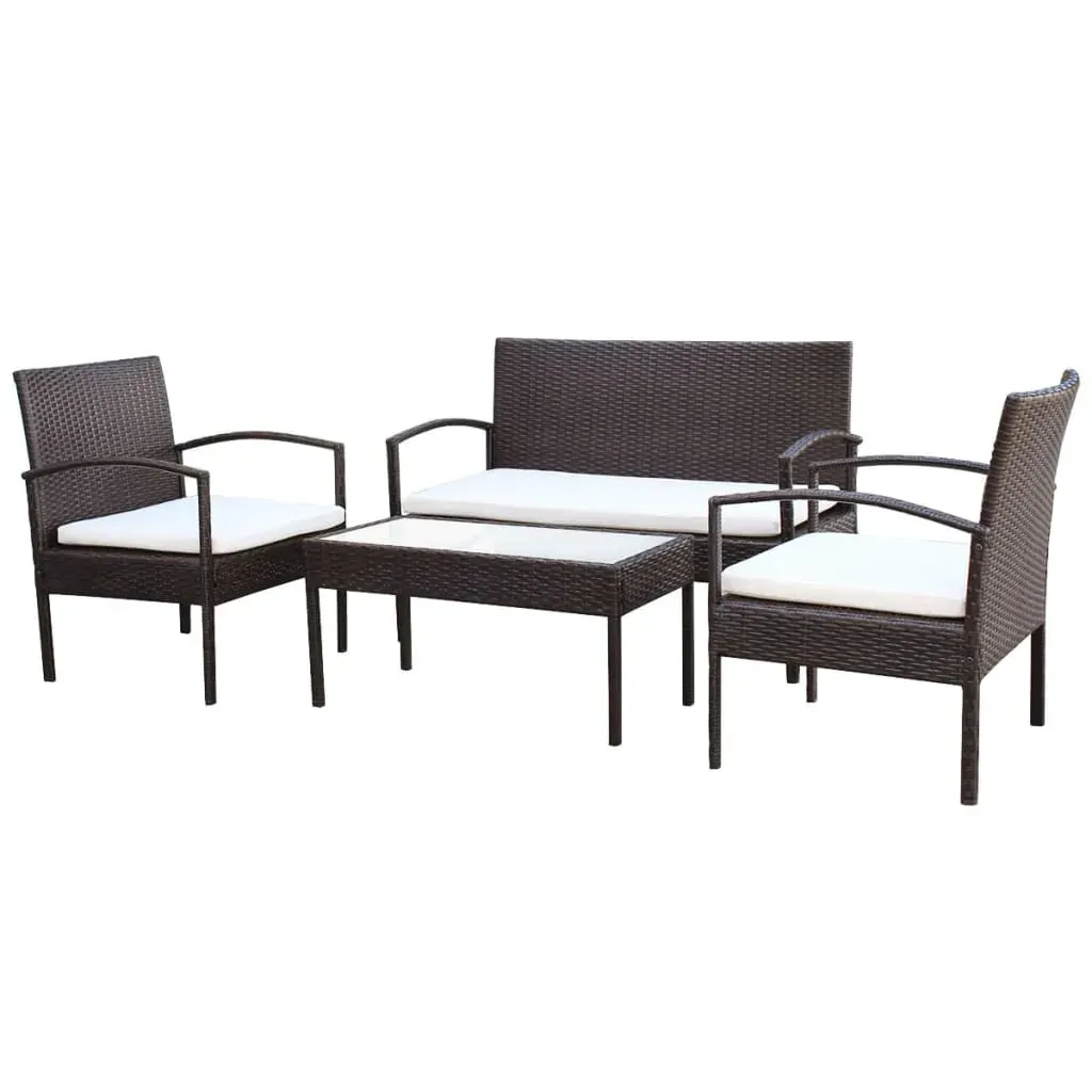 4 Piece Garden Lounge Set with Cushions Poly Rattan Price