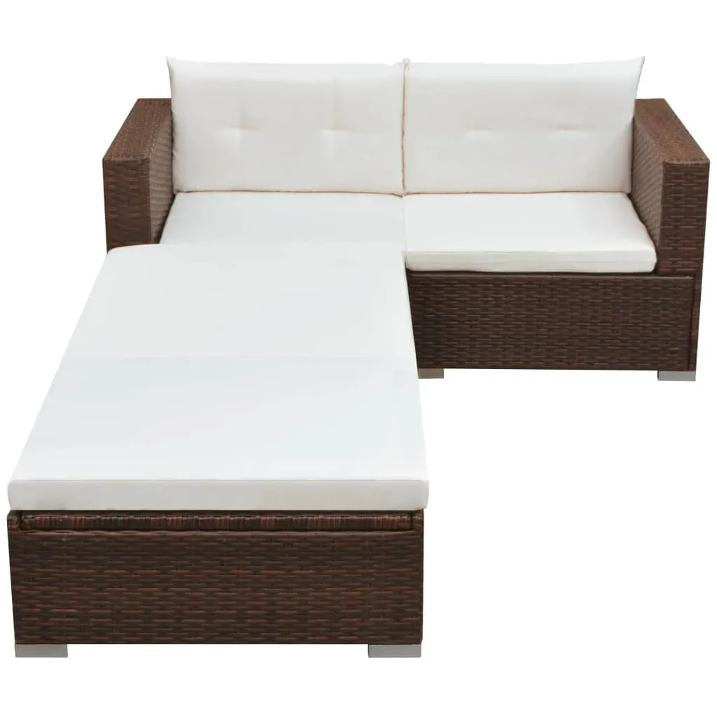 3 Piece Garden Lounge Set with Cushions Poly Rattan Price