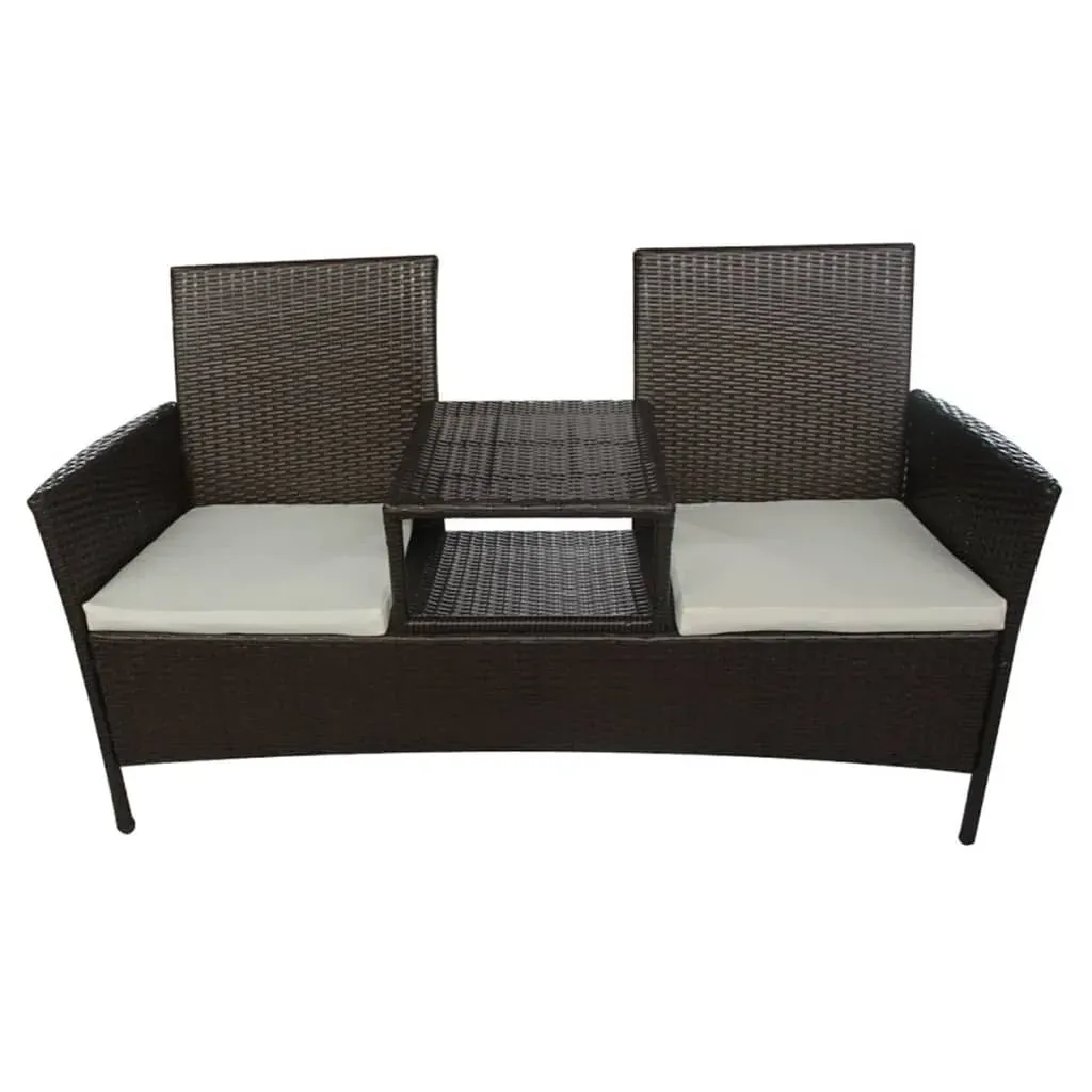 2-Seater Garden Sofa with Tea Table Poly Rattan Price