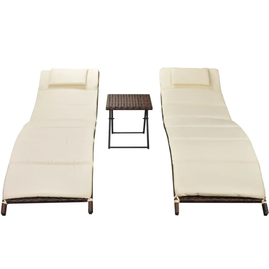 Folding Sun Loungers 2 pcs with Table Poly Rattan Price