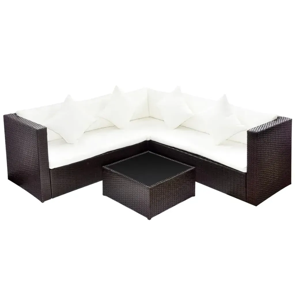 4 Piece Garden Lounge Set with Cushions Poly Rattan Price