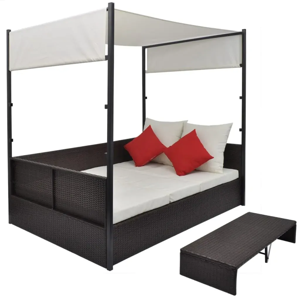 Garden Bed with Canopy 190x130 cm Poly Rattan Price
