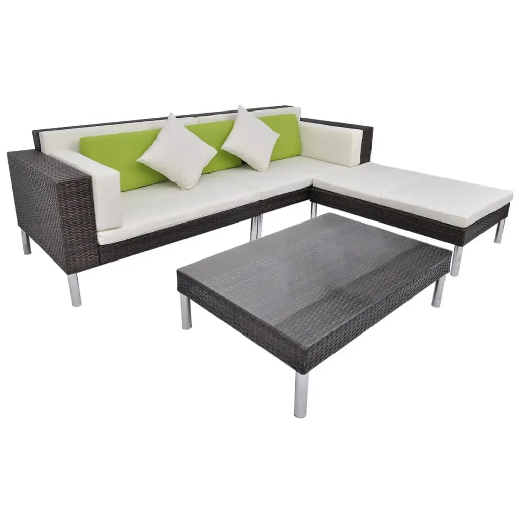 4 Piece Garden Lounge Set with Cushions Poly Rattan Price