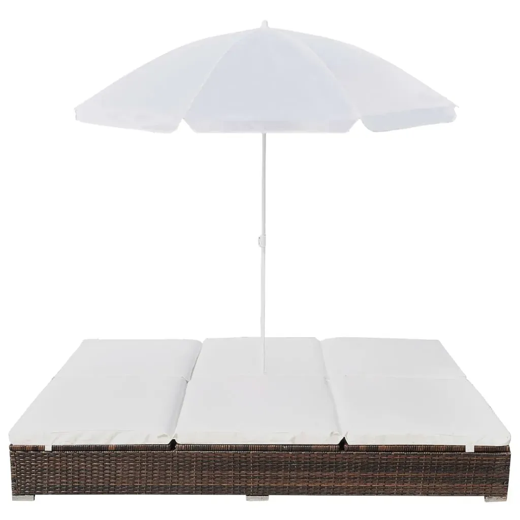 Outdoor Lounge Bed with Umbrella Poly Rattan Price