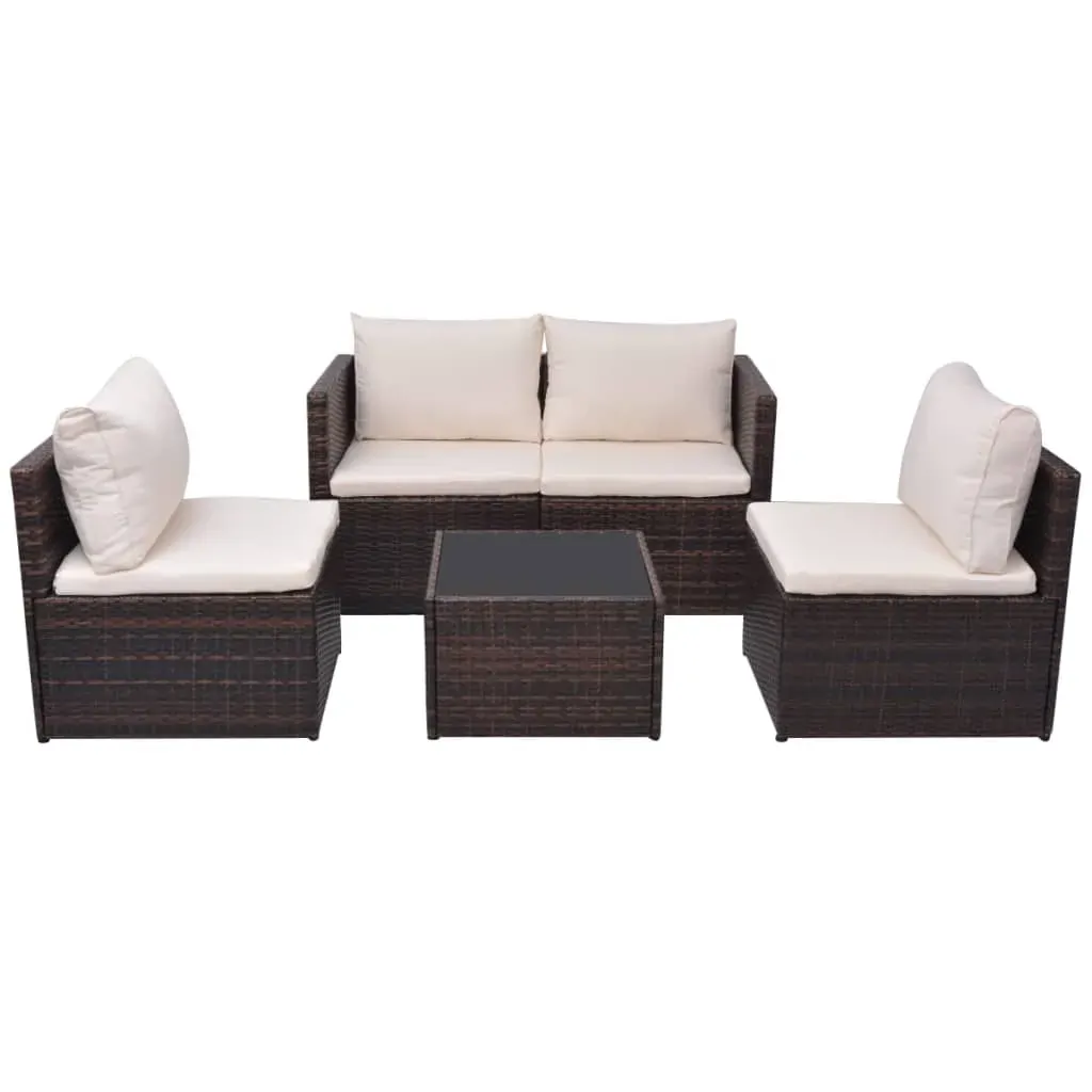5 Piece Garden Lounge Set with Cushions Poly Rattan Price