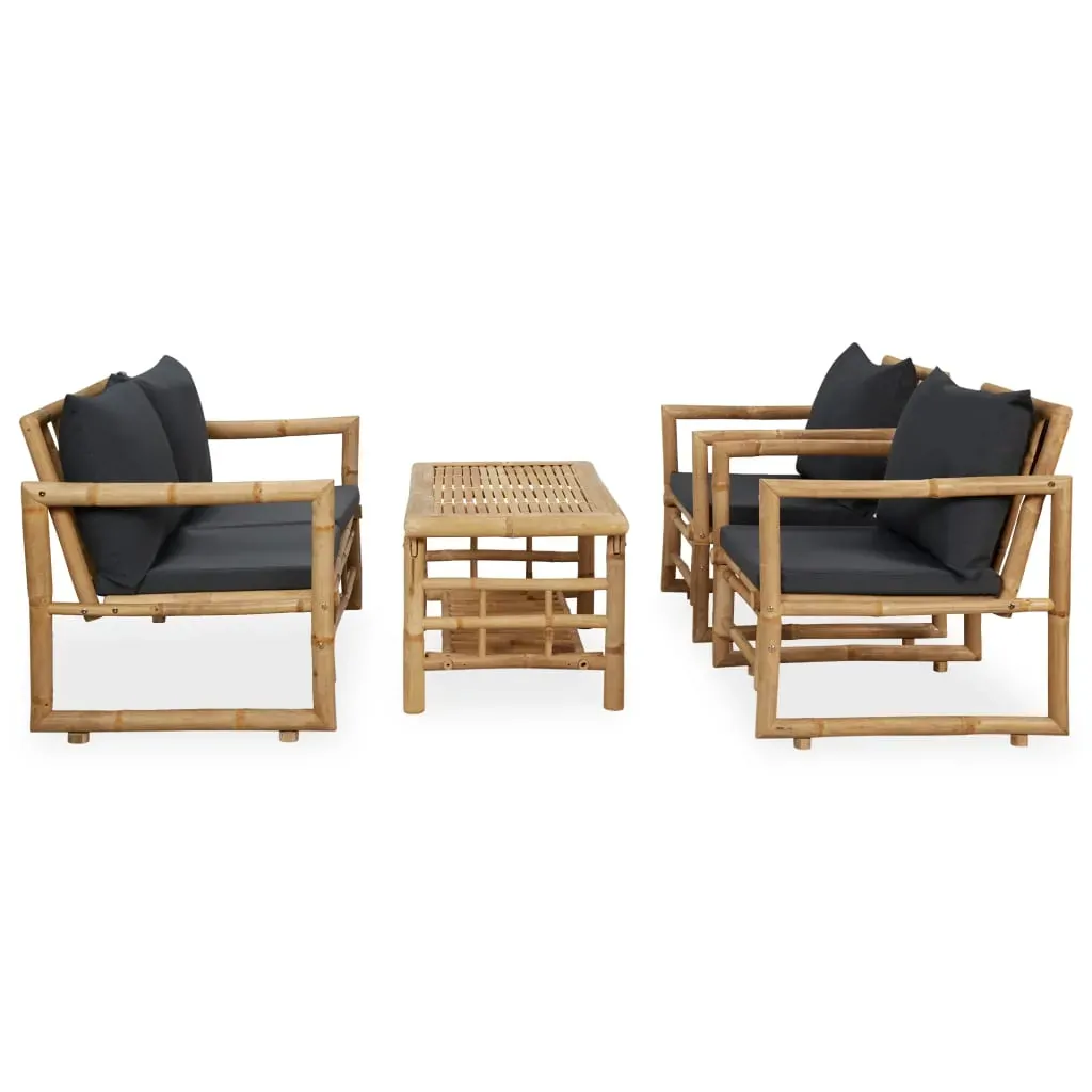 4 Piece Garden Lounge Set with Cushions Bamboo Price
