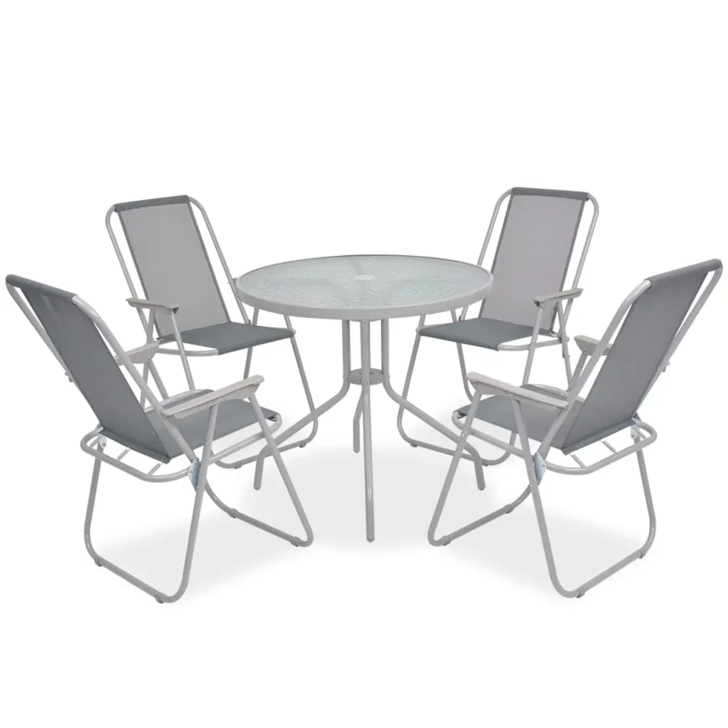 Outdoor Dining Set Steel and Textilene Grey Price