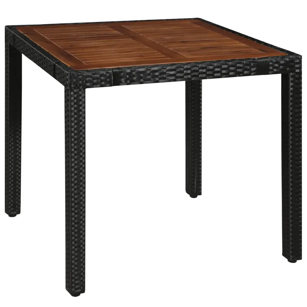 Outdoor Dining Set Poly Rattan and Acacia Wood Black Price