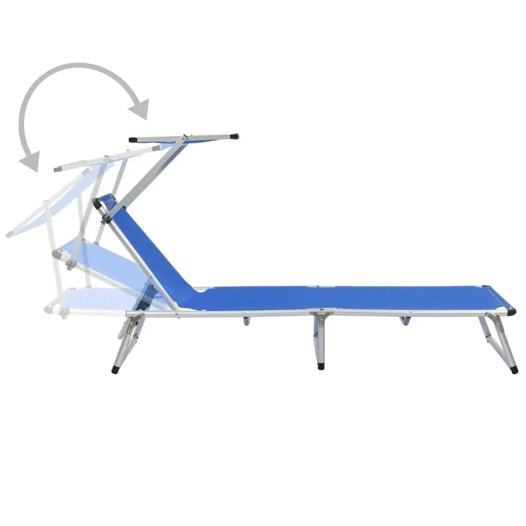 Folding Sun Lounger with Roof Aluminium and Textilene Price