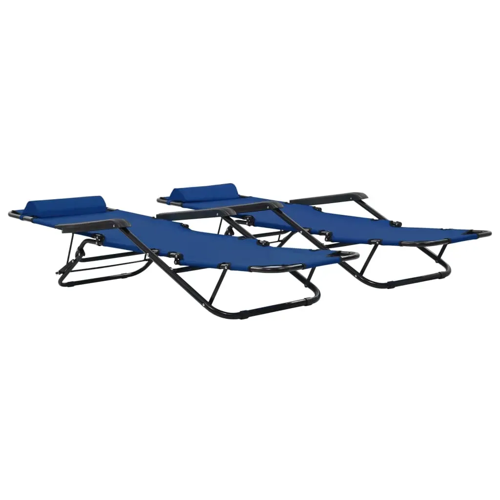 Folding Sun Loungers 2 pcs with Footrests Steel Price