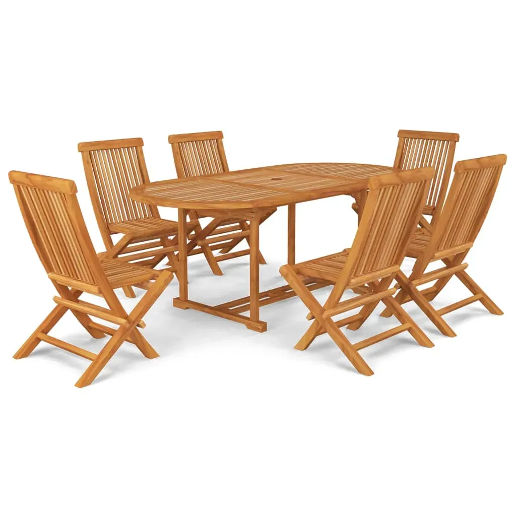 7 Piece Outdoor Dining Set 150-200x100x75 cm Solid Teak Wood Price
