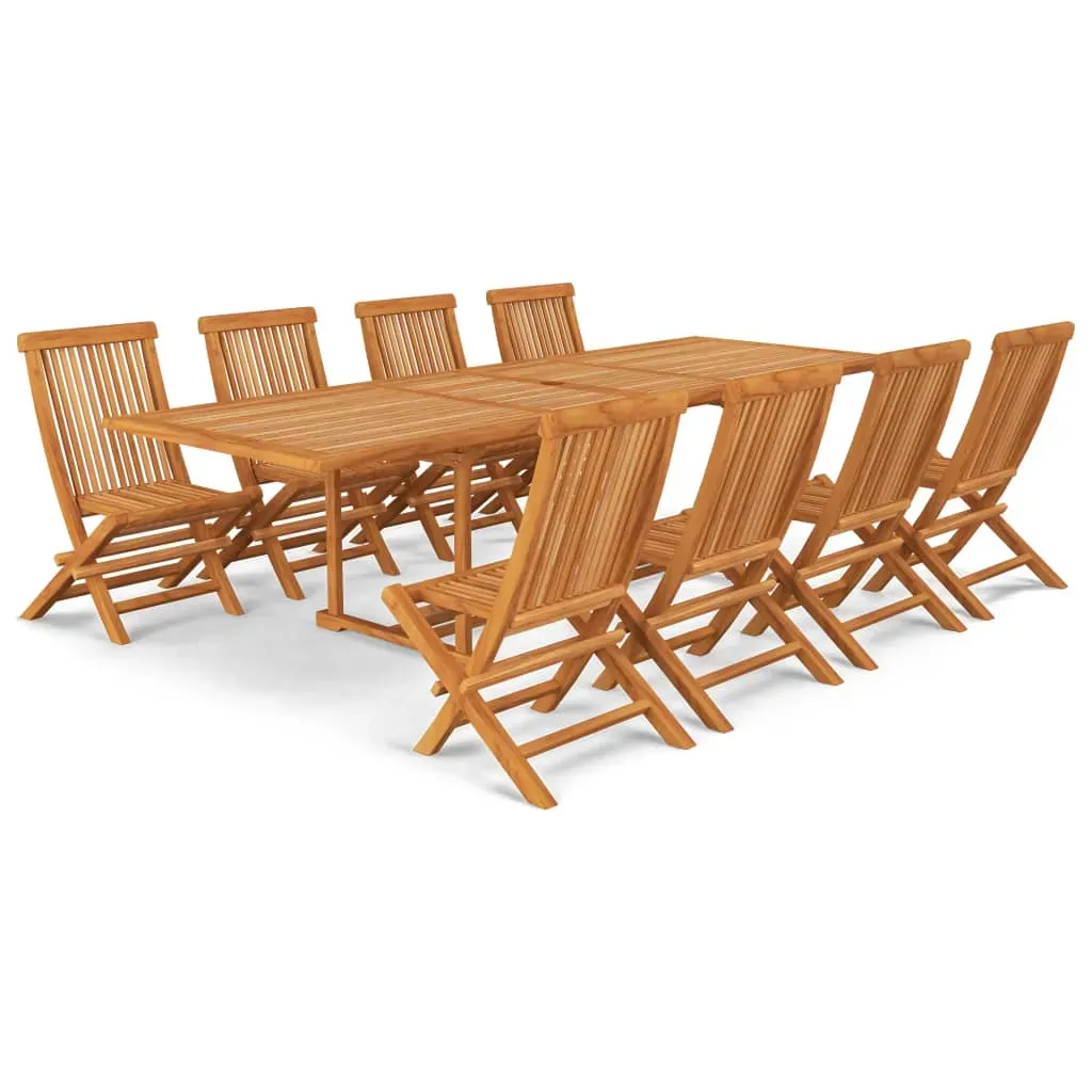 9 Piece Garden Dining Set 180-280x100x75 cm Solid Teak Wood Price