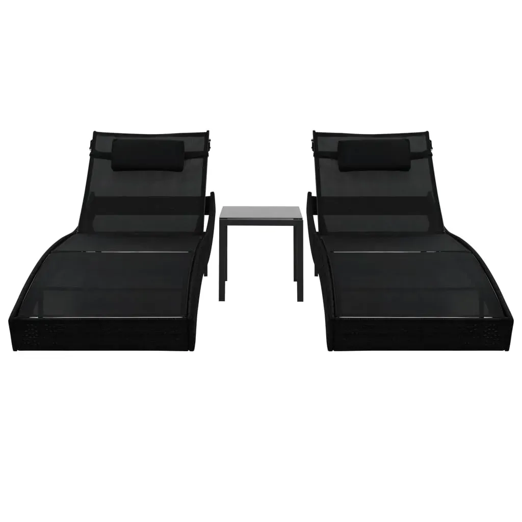 Sun Loungers 2 pcs with Table Poly Rattan and Textilene Price