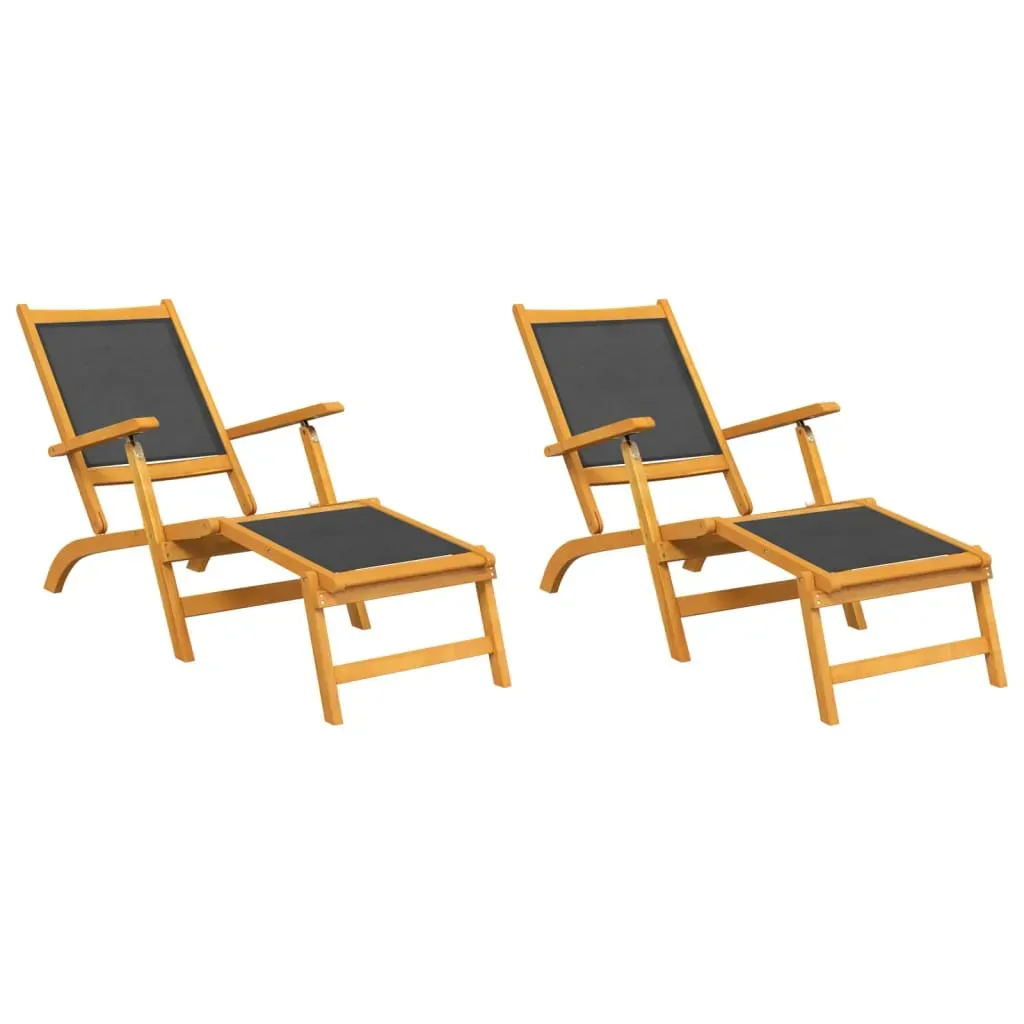 Sun Lounger Solid Acacia Wood and Textilene Price
