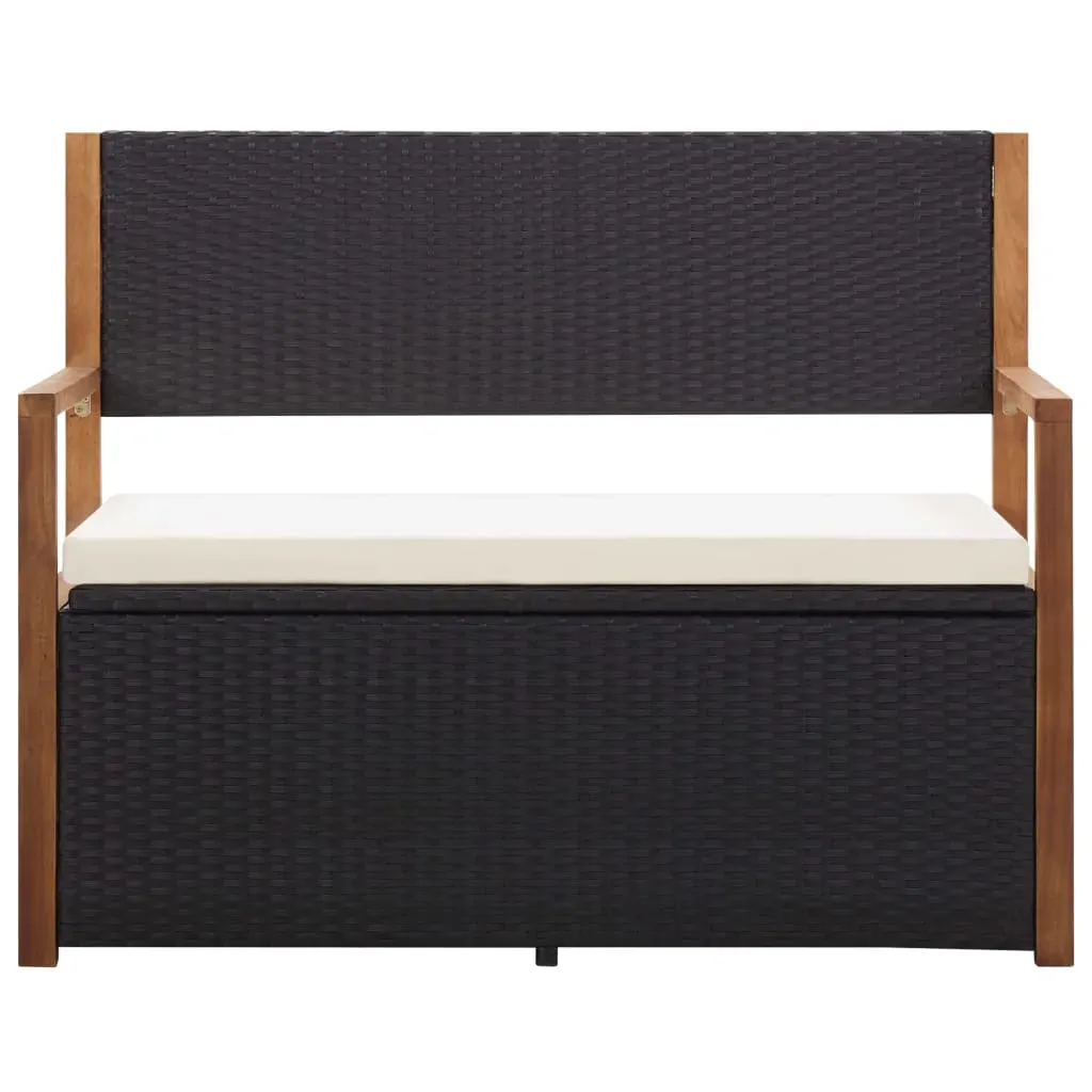 Storage Bench 110 cm Poly Rattan and Solid Acacia Wood Price