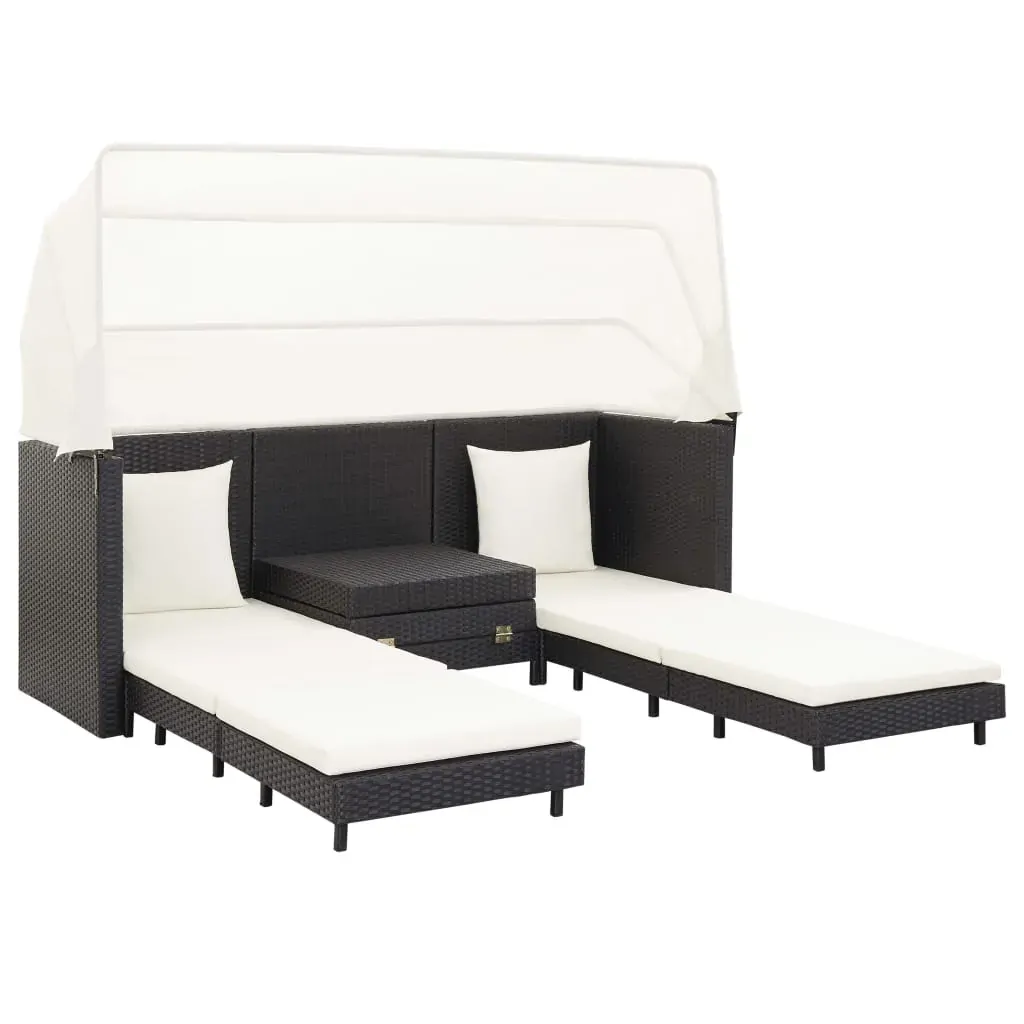 Extendable 3-Seater Sofa Bed with Roof Poly Rattan Price