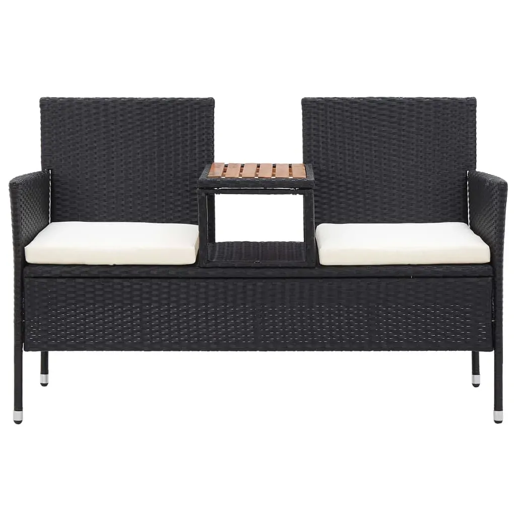 2-Seater Garden Bench with Tea Table 143 cm Poly Rattan Price