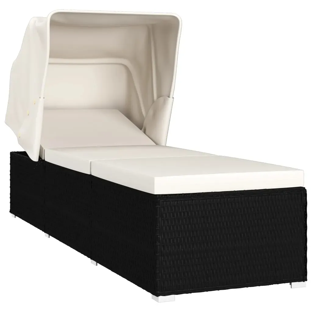 Sun Lounger with Canopy and Cushion Poly Rattan Price
