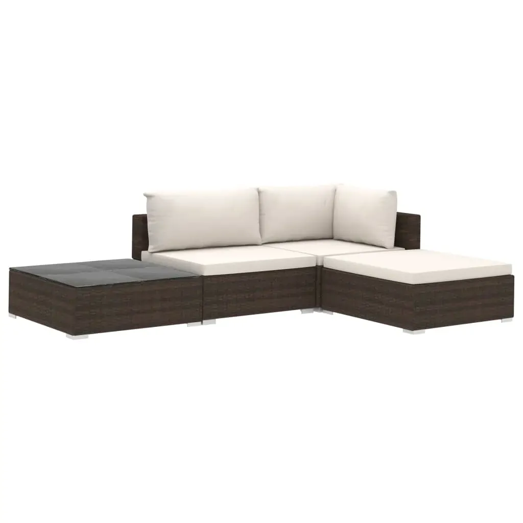 4 Piece Garden Lounge Set with Cushions Poly Rattan Price