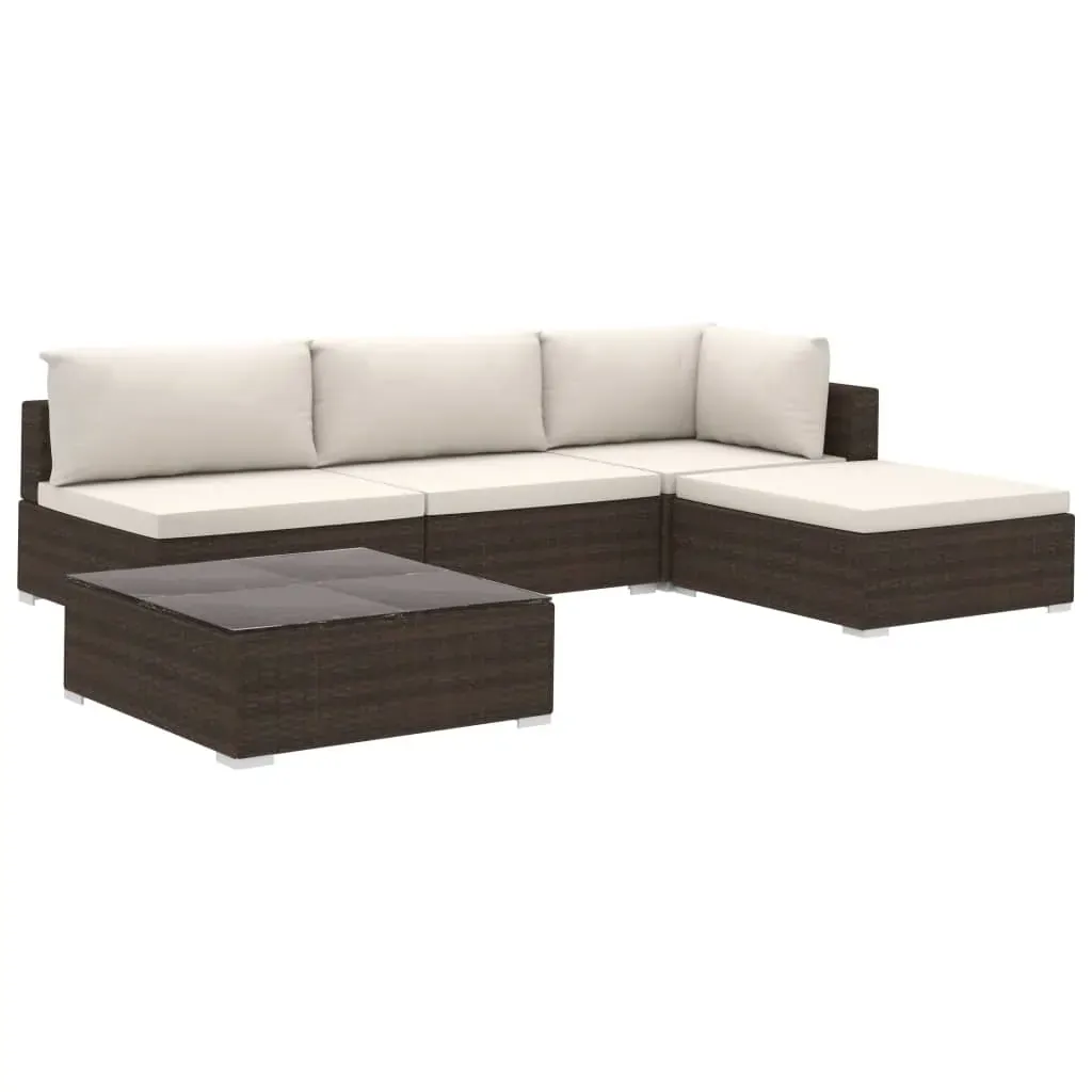 5 Piece Garden Lounge Set with Cushions Poly Rattan Price