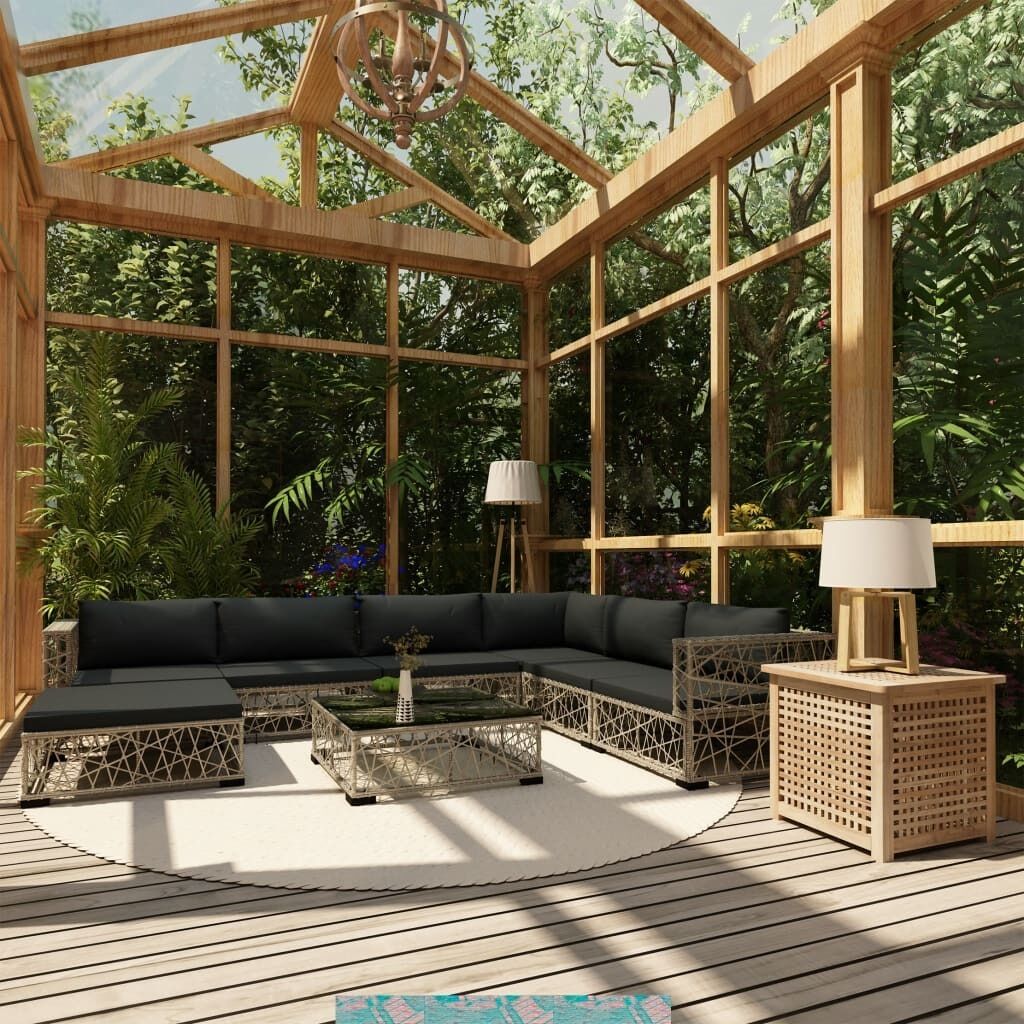 Garden Lounge Set with Cushions Poly Rattan Price