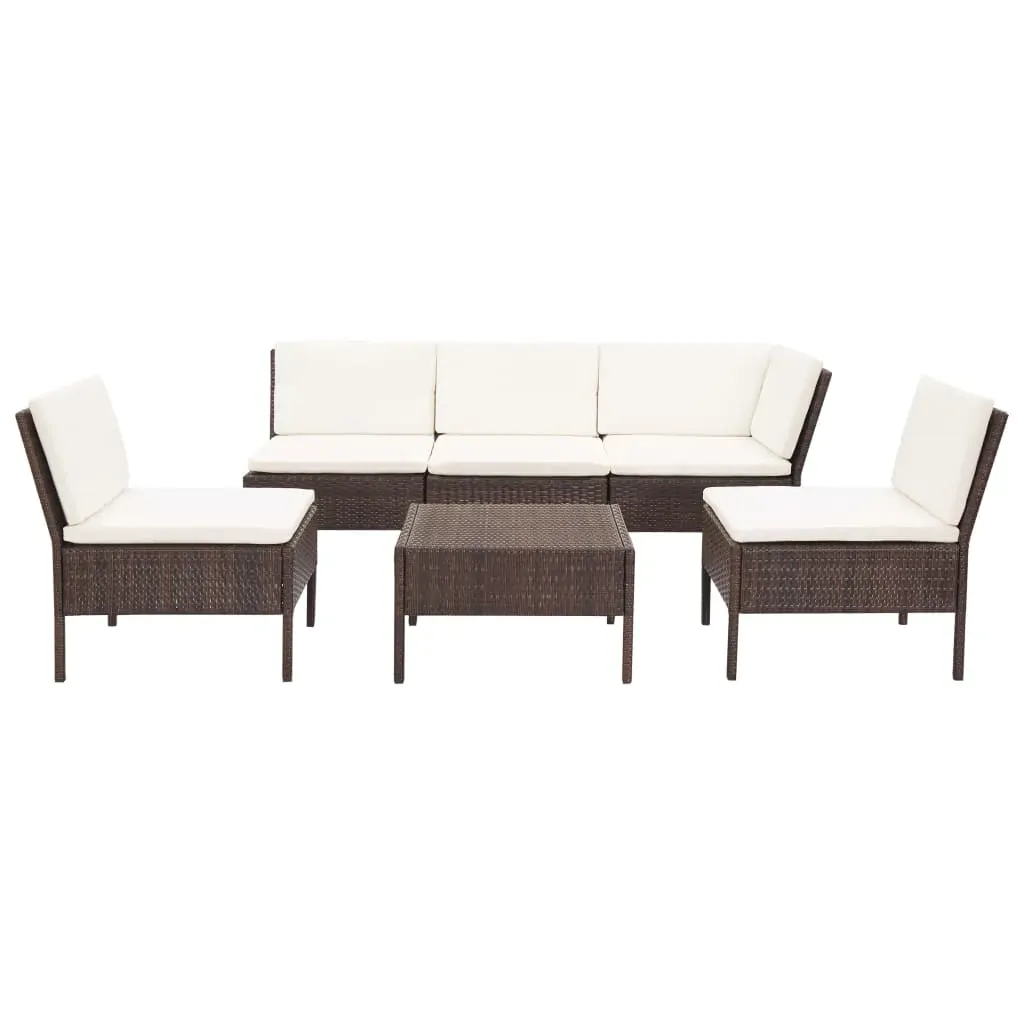 6 Piece Garden Lounge Set with Cushions Poly Rattan Price