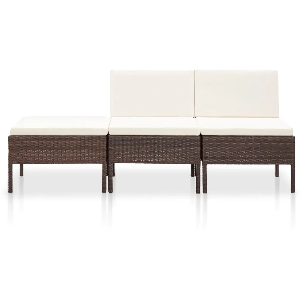 3 Piece Garden Lounge Set with Cushions Poly Rattan Price
