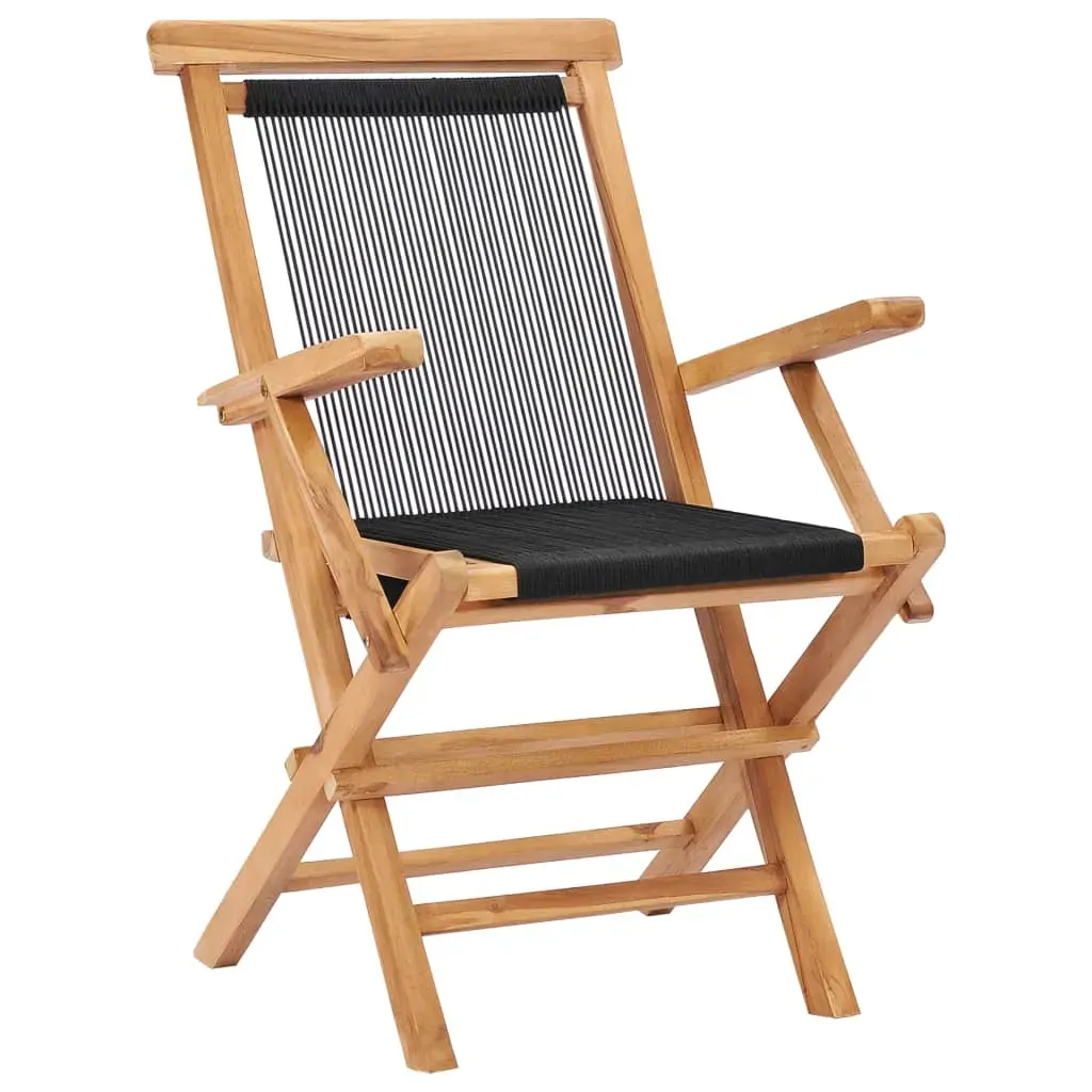 Folding Garden Chairs 2 pcs Solid Teak Wood and Rope Price