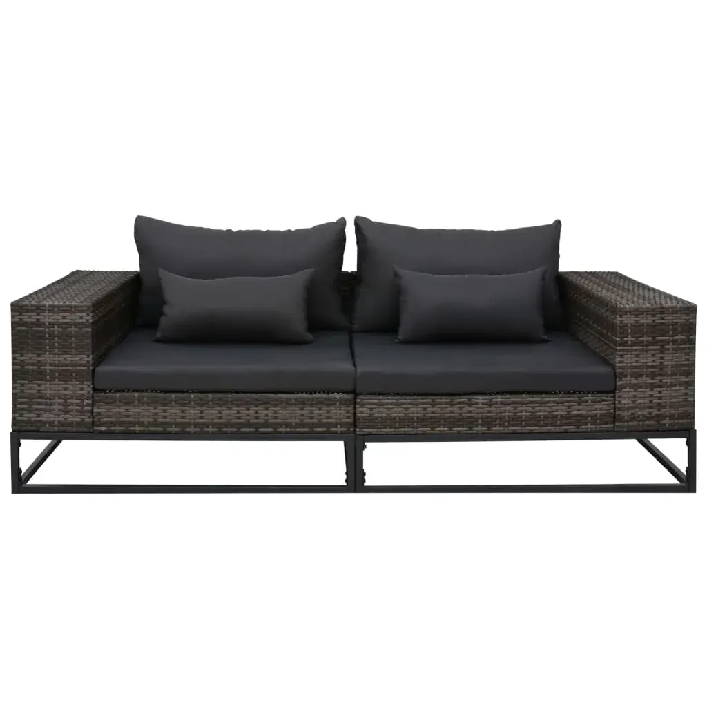 Garden Sofa Set with Cushions Poly Rattan Grey Price