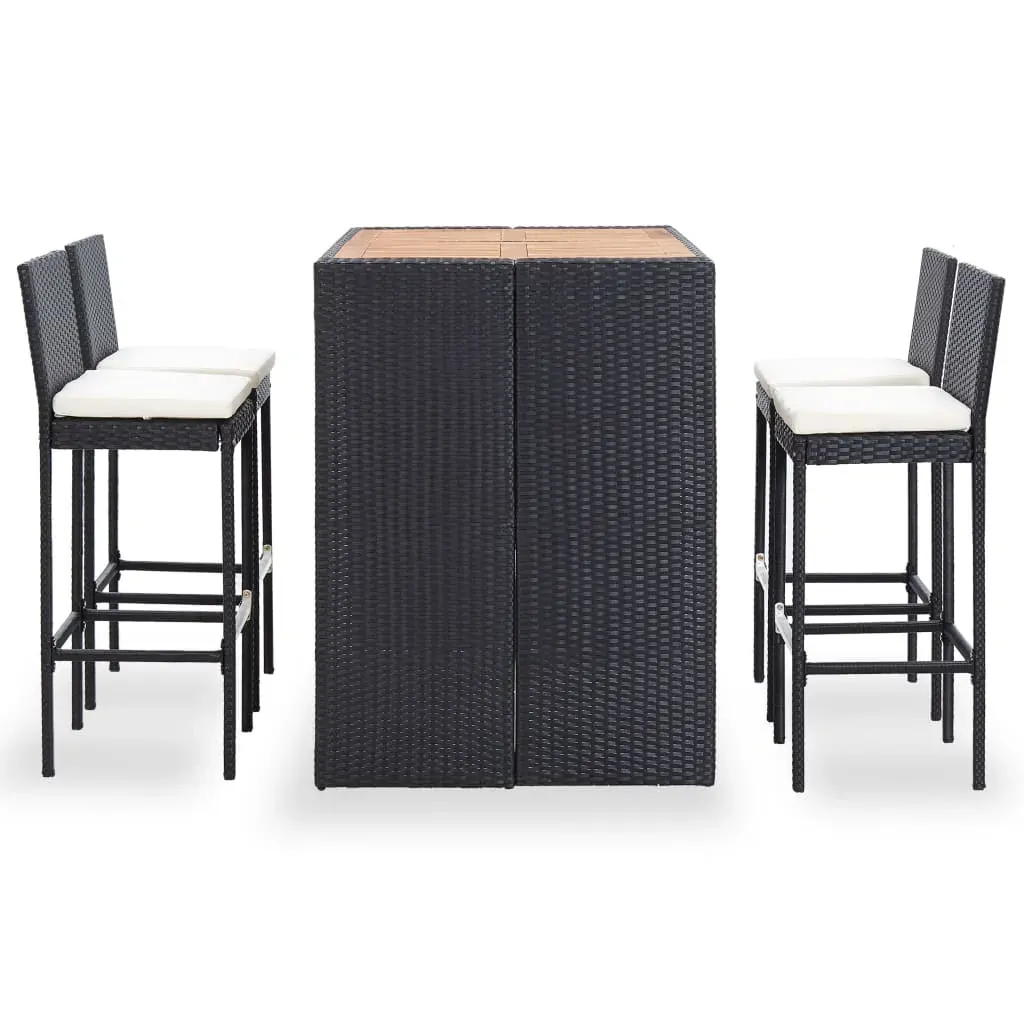 Outdoor Bar Set Poly Rattan and Acacia Wood Price