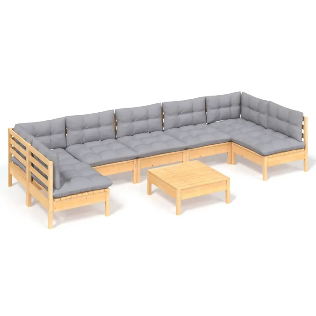 8 Piece Garden Lounge Set with Cushions Solid Pinewood Price
