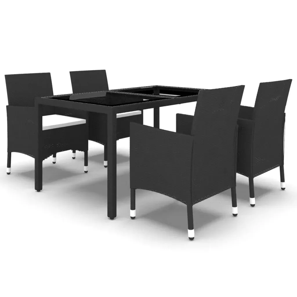 5 Piece Garden Dining Set Poly Rattan and Tempered Glass Price