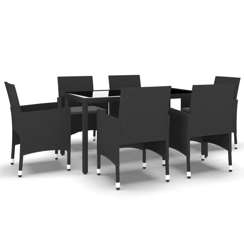 7 Piece Garden Dining Set Poly Rattan and Tempered Glass Price