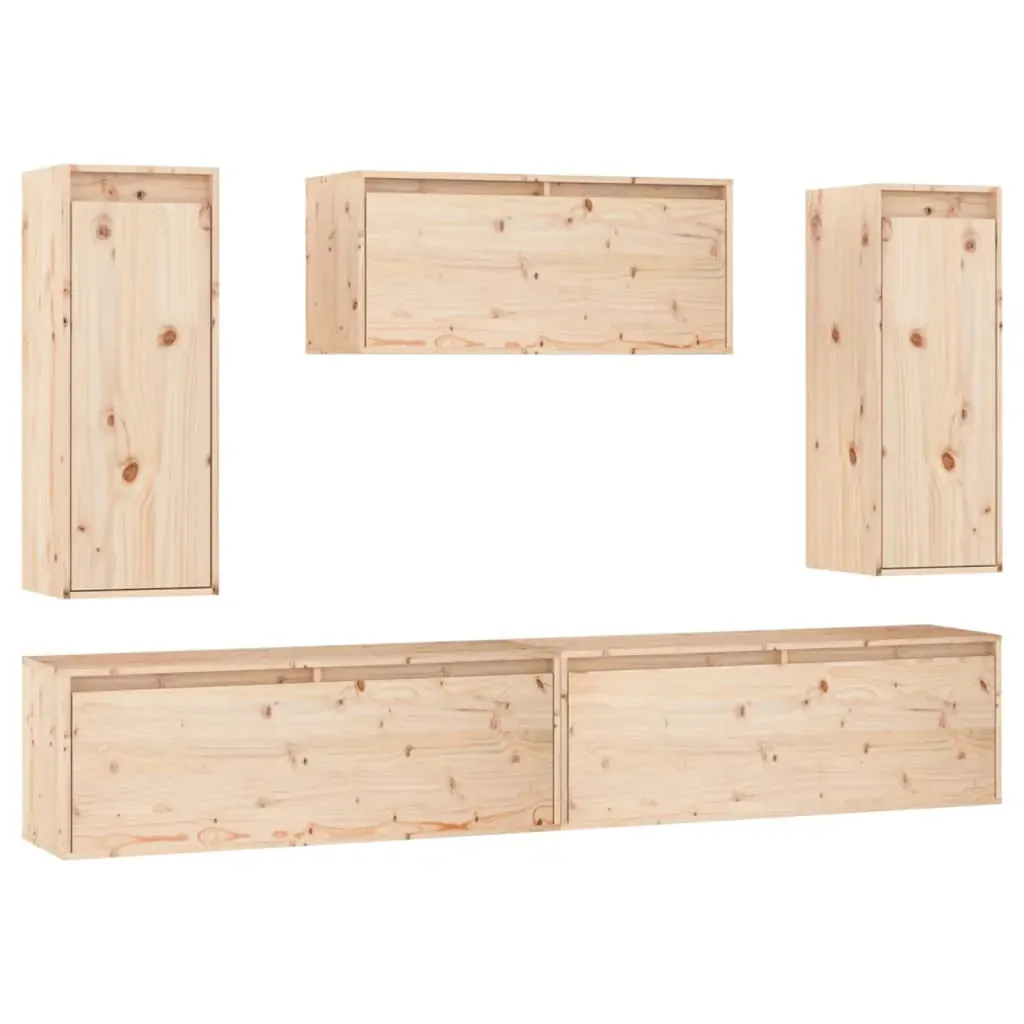 Biddon TV Cabinets 5 pcs Solid Wood Pine Price