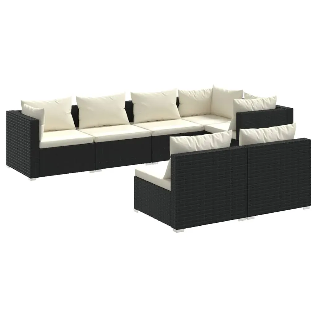 Garden Lounge Set with Cushions Black Poly Rattan Price